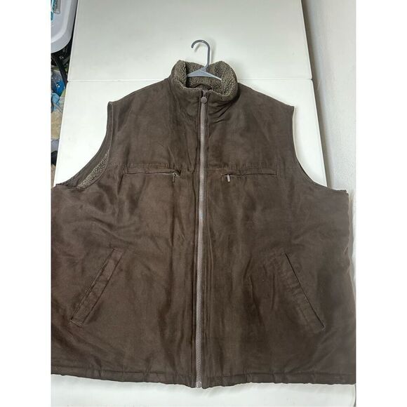 Vintage RAINFOREST Men’s Faux Shearling Lined Vest Size 3XL Brown - Picture 3 of 12